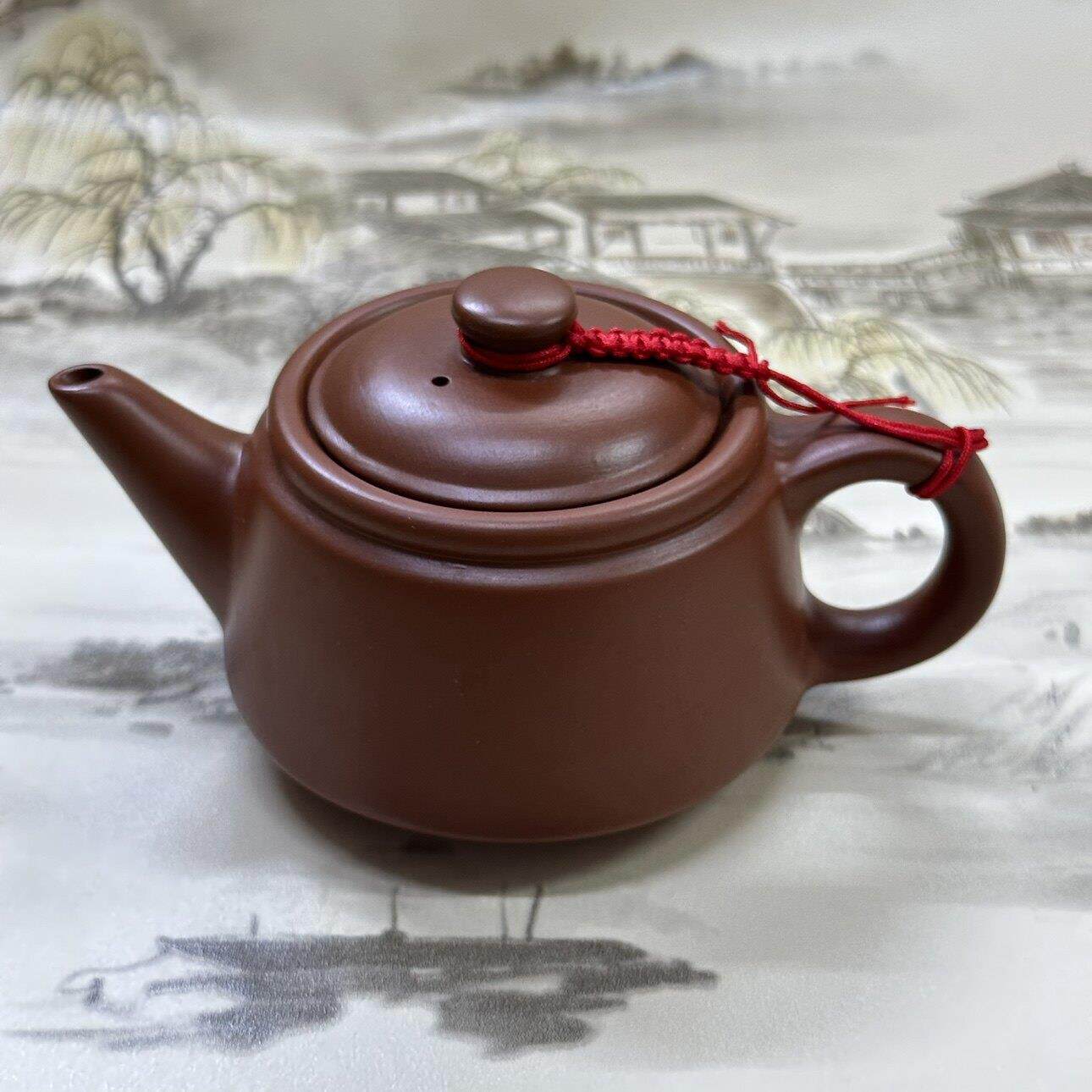 正品宜兴原矿紫砂壶水平壶大红袍茶壶功夫茶具家用泡茶壶大号朱泥
