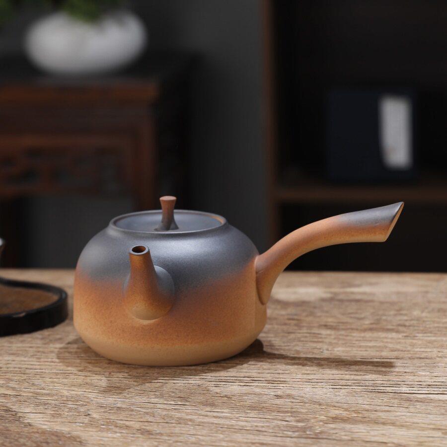 围炉煮茶陶壶家用侧把壶大容量窑变陶瓷壶耐高温燃气炉炭炉烧水壶
