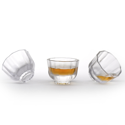 梁明毓古法琉璃  明如皓月菱花杯 品茗茶具 主人杯 大小号双色