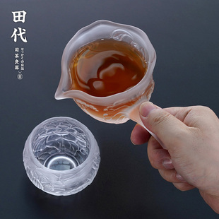 田代琉璃侧把公道杯手工玻璃加厚匀杯功夫茶具分茶器茶舍茶海家用