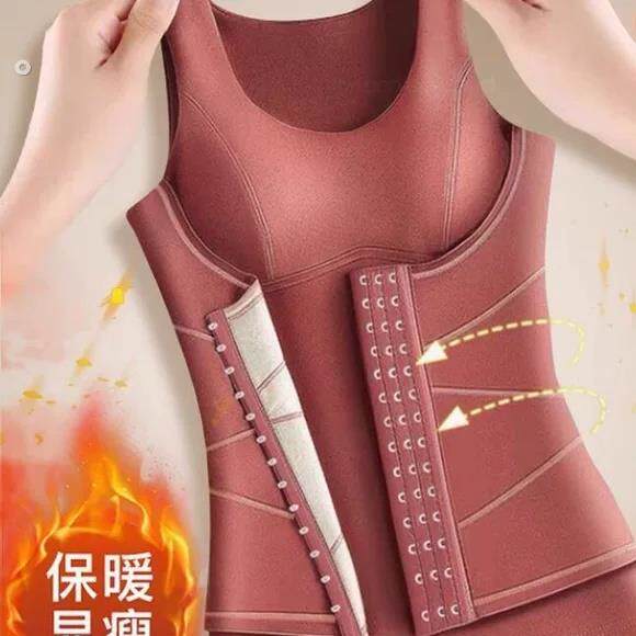 厂家直销跨境爆款德绒保暖内衣女秋冬排扣束腰收腹背心护腰打底衫