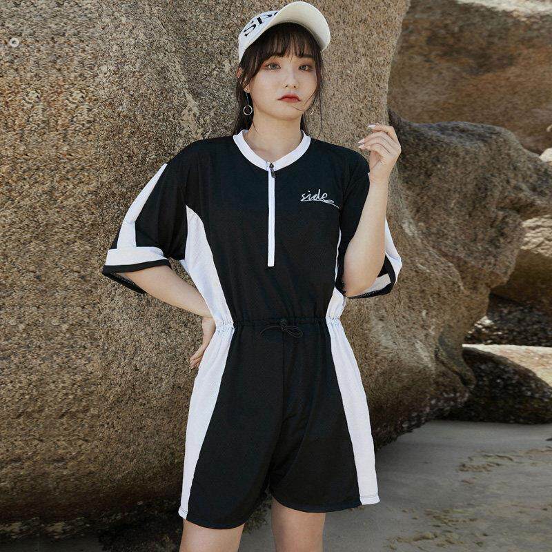 泳衣女夏大码运动保守遮肚显瘦分体大码泳衣女胖mm200斤三件套