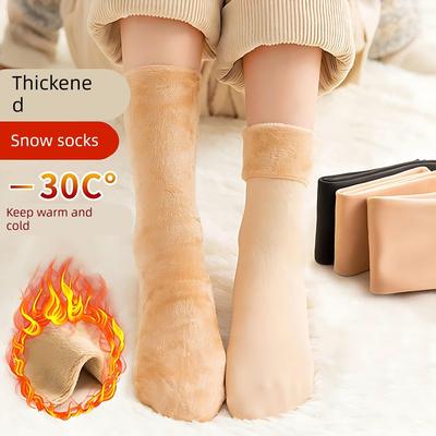 10双装雪地袜男女通用秋冬季加绒加厚防冻保暖袜子长筒地板袜抗寒