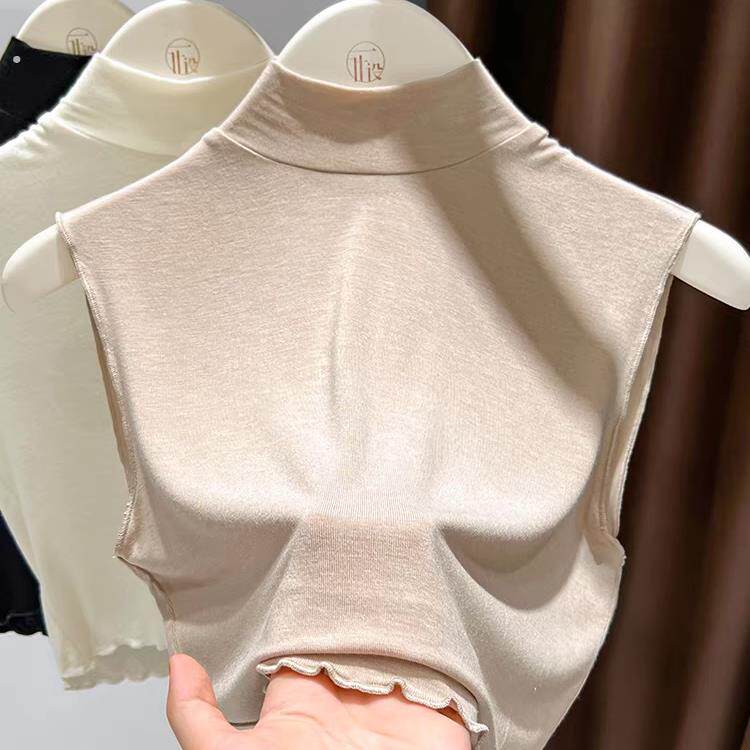 轻薄软糯针织假领子百搭女高档女士毛衣叠穿内搭背心半高领打底衫