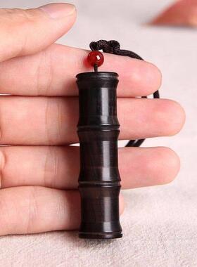 古风黑檀木吊坠楞严咒挂件男女士嘎乌盒项链毛衣链朱砂许愿瓶个性