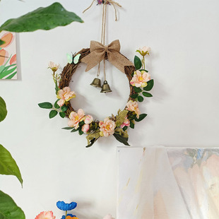 门挂装饰花墙壁挂件客厅藤编壁饰花器背景墙玄关门上花环装饰品