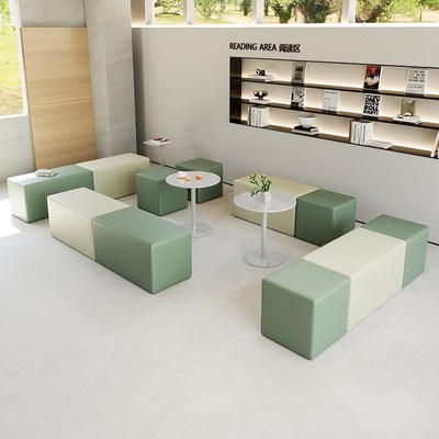 培训机构早教中心休息区接待等候长条窄椅座椅无靠背小沙发凳组合