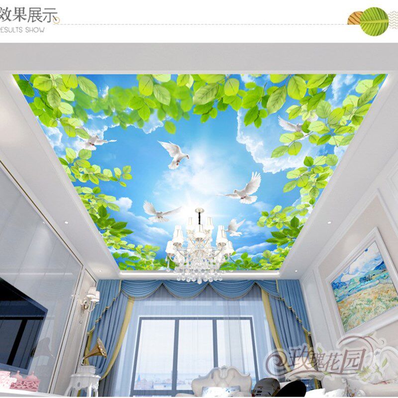 蓝天白云3d自粘壁画卧室棚顶客厅天空天花板吊顶天顶墙贴画纸酒店