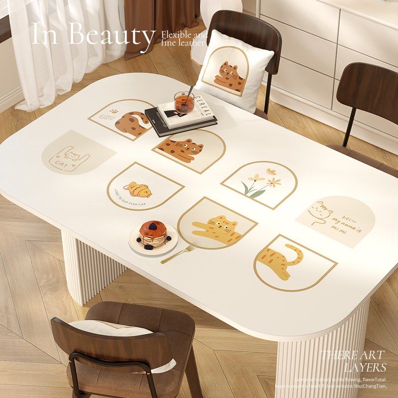 氛围感餐桌垫防水防油免洗防烫隔热卡通桌布PVC家用茶几保护垫子,居家布艺,桌布,淘宝优惠券,粉丝福利购,淘宝优惠卷