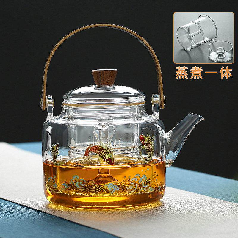 提梁壶玻璃茶壶煮茶器煮茶壶蒸煮双用壶蒸煮一体壶壶茶壶