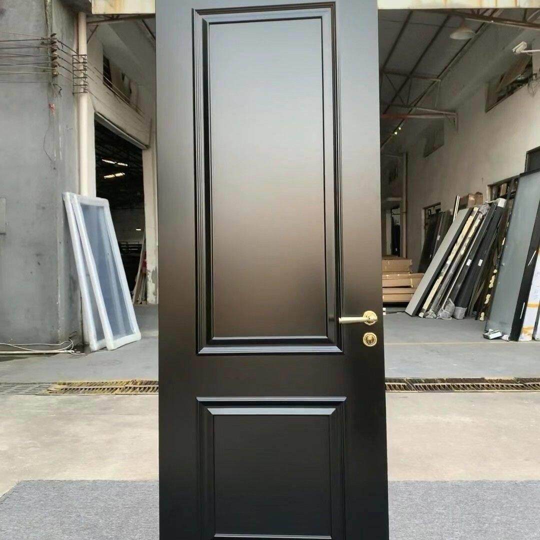 重庆高端法式覆古房间卧室黑色木门家用实木覆合烤漆门室内化妆室