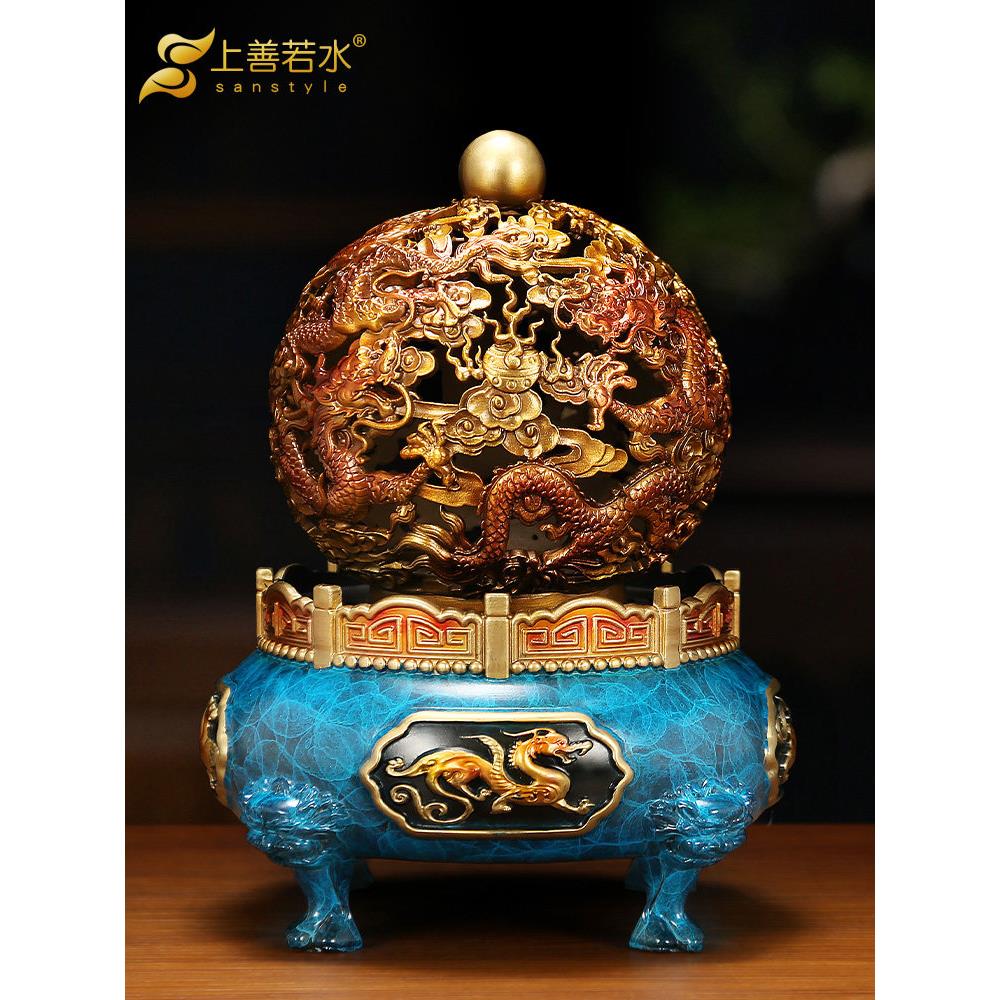 像水一样好九转干坤三脚架铜摆件中国风龙纹三脚架聚宝盆书房装修