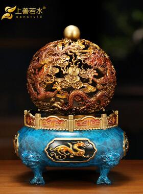 像水一样好九转干坤三脚架铜摆件中国风龙纹三脚架聚宝盆书房装修