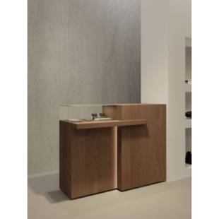 中古风简约玻璃展示柜台接待台小吧台桌迎宾台服装店饰品店收银台