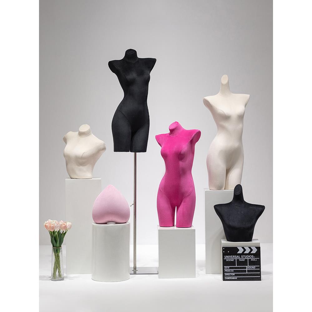 服装店天鹅绒内衣裤半身模特道具女装橱窗聚拢文胸人体模特展示架
