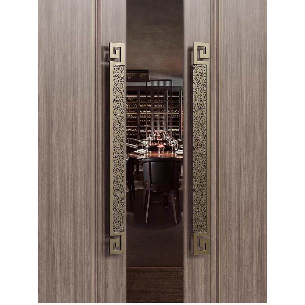 中国古色古香雕花门把手工艺拉手酒店会所玻璃门古色古香铜门把手