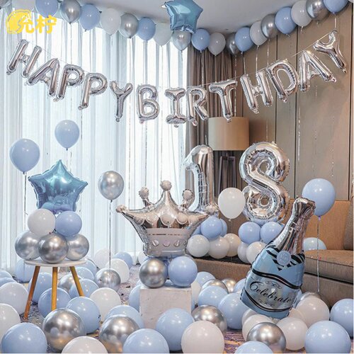 18岁生日装饰场景布置成人礼气球快乐派对女孩男孩氛围高级感背景