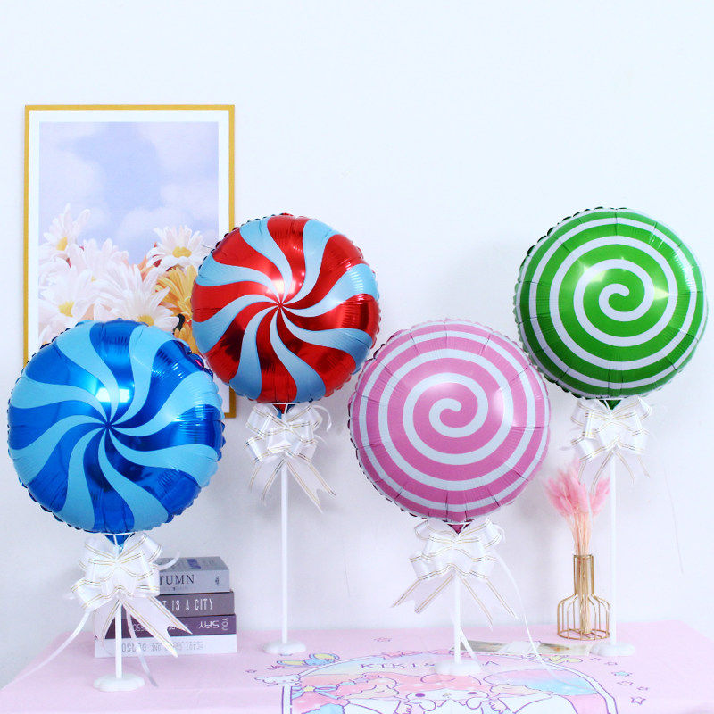 圆形棒棒糖风车铝膜气球桌飘生日派对宝宝周岁场景布置装饰用品