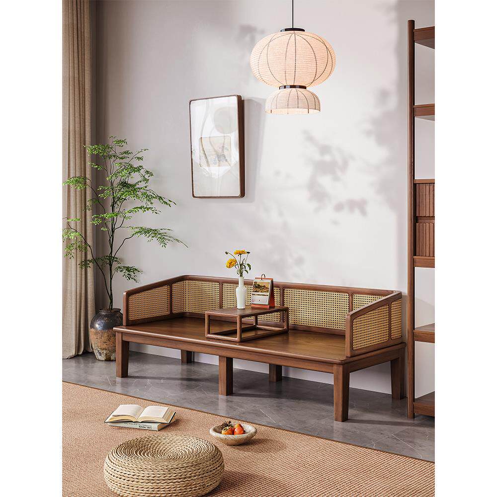 新中式罗汉床3米实木藤编沙发床贵妃塌卧榻两用2025新款宋代美学