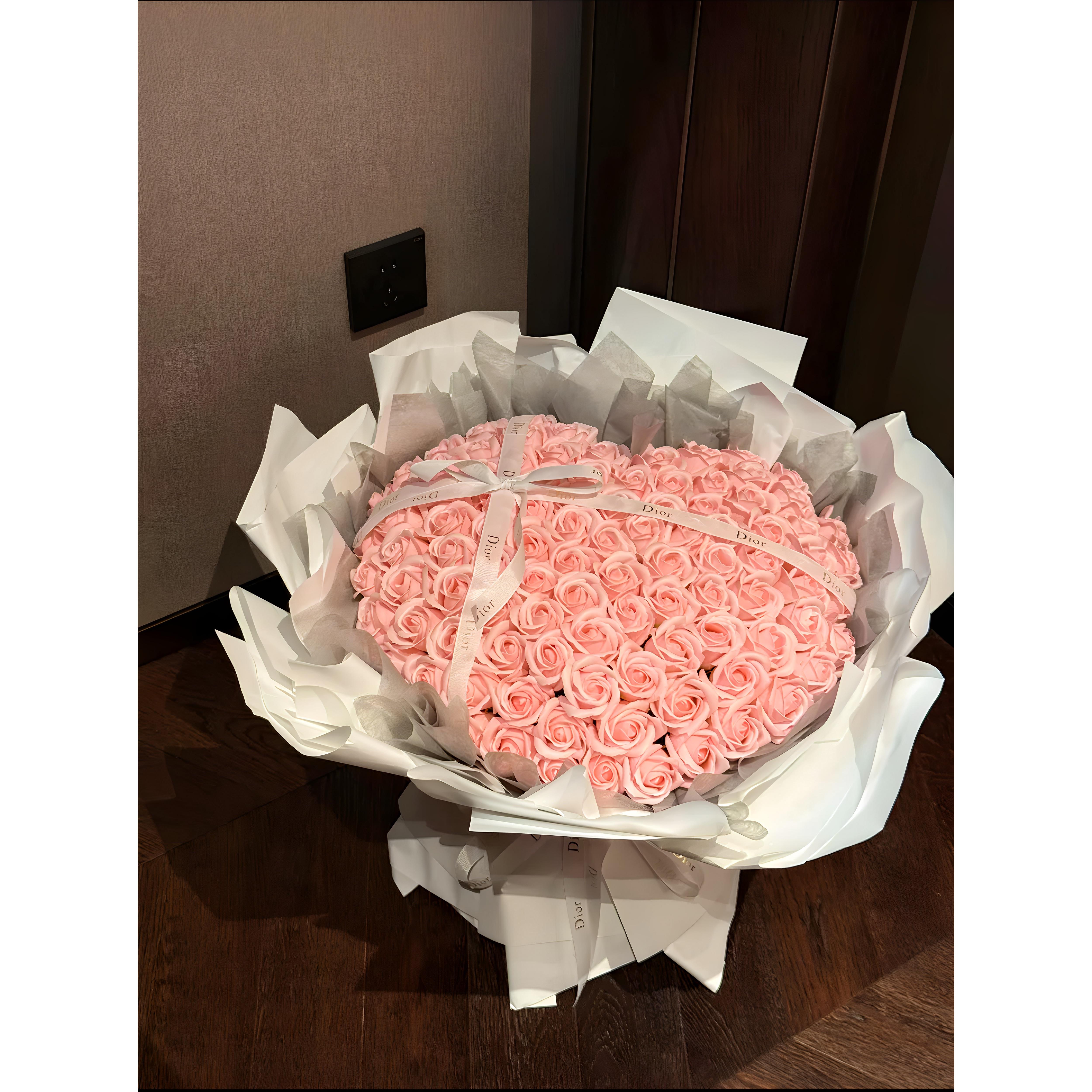 永生花花束生日节日礼物送女朋友闺蜜爱心形玫瑰花束彷真香皂花束