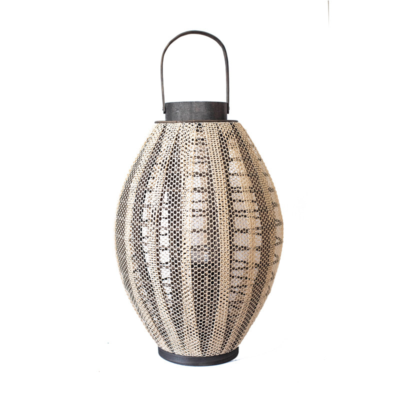 JK慕 北欧落地木质布面风灯烛台灯笼 民宿酒店店面庭院花园装饰品