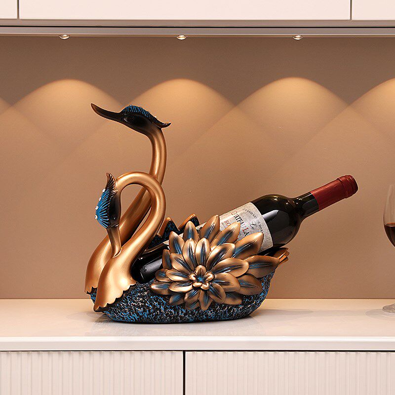 中式创意天鹅红酒架摆件客厅斜放玄关鞋柜酒柜装饰品乔迁新居礼品