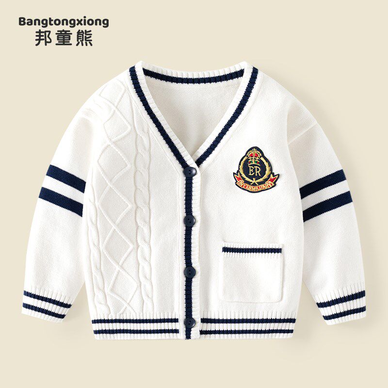 男童针织开衫春秋款英伦学院风儿童毛衣外套上衣秋装宝宝毛线衣服