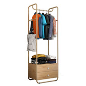 衣服置物架三角衣帽架经济靠墙收纳落地衣架带抽屉家用卧室挂衣架