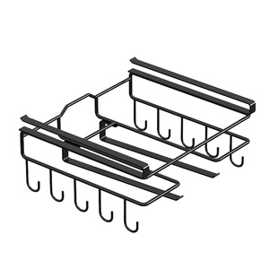 不锈钢整体橱柜下挂置物架厨房吊柜悬挂锅盖架多功能挂钩柜门下挂