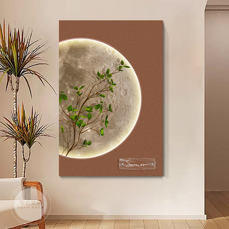 奶油风玄关装饰画立体砂岩灯画客厅沙发背景墙落地画走廊过道挂画