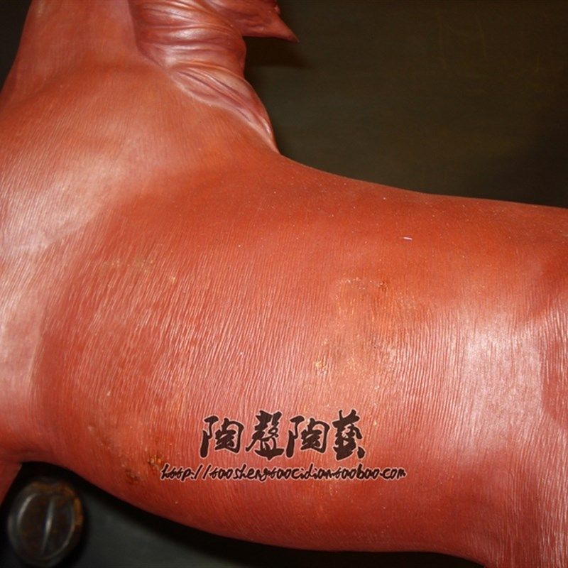 朱砂赤兔马虎狗羊三合开张店铺公司石湾陶瓷公仔装饰品摆件