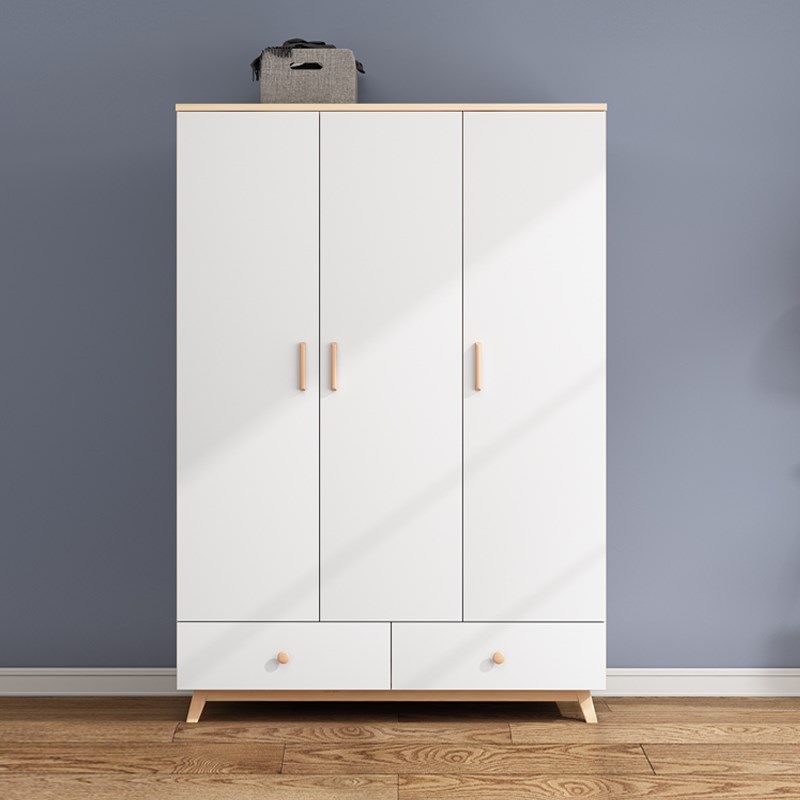 全实木衣柜子双开门储物柜卧室小户型原木儿童收纳柜松木衣橱家用