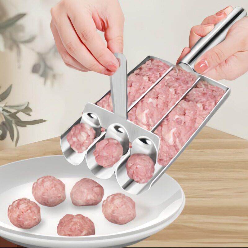 304不锈钢肉丸子制作器做鱼丸虾滑模具火锅丸子挖勺肉馅料理工具