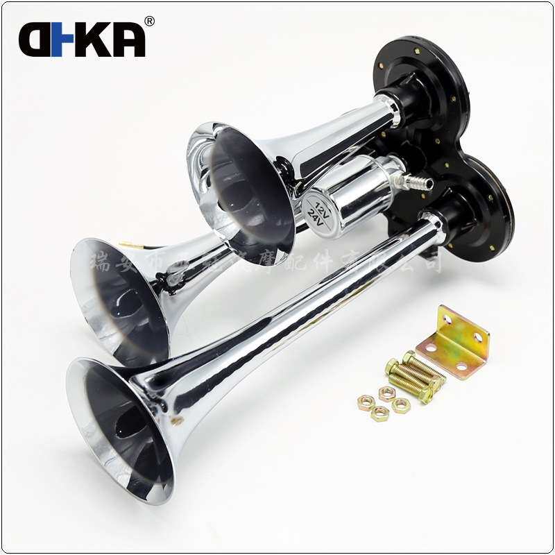 DHKA亚冠AS033现货三管锌合金150dB12V/24V电控卡车气喇叭