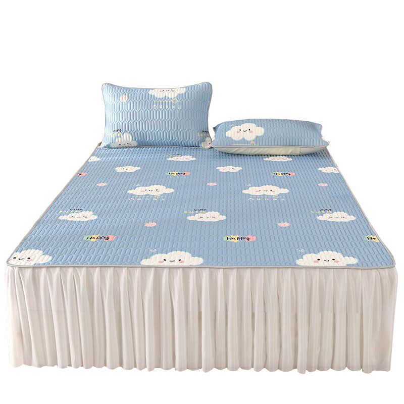 凉感丝乳胶凉席子床裙款三件套单双人空调软席可机洗花边床罩遮丑