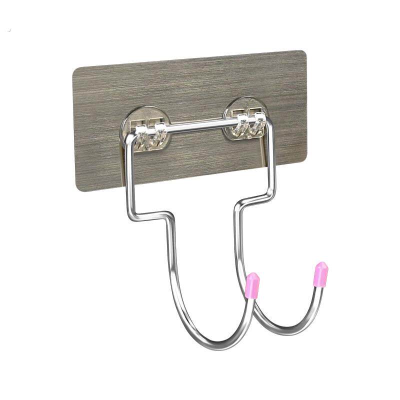 电吹风机架不锈钢加大号双挂钩免打孔卫生间浴室壁挂式吹风筒支架