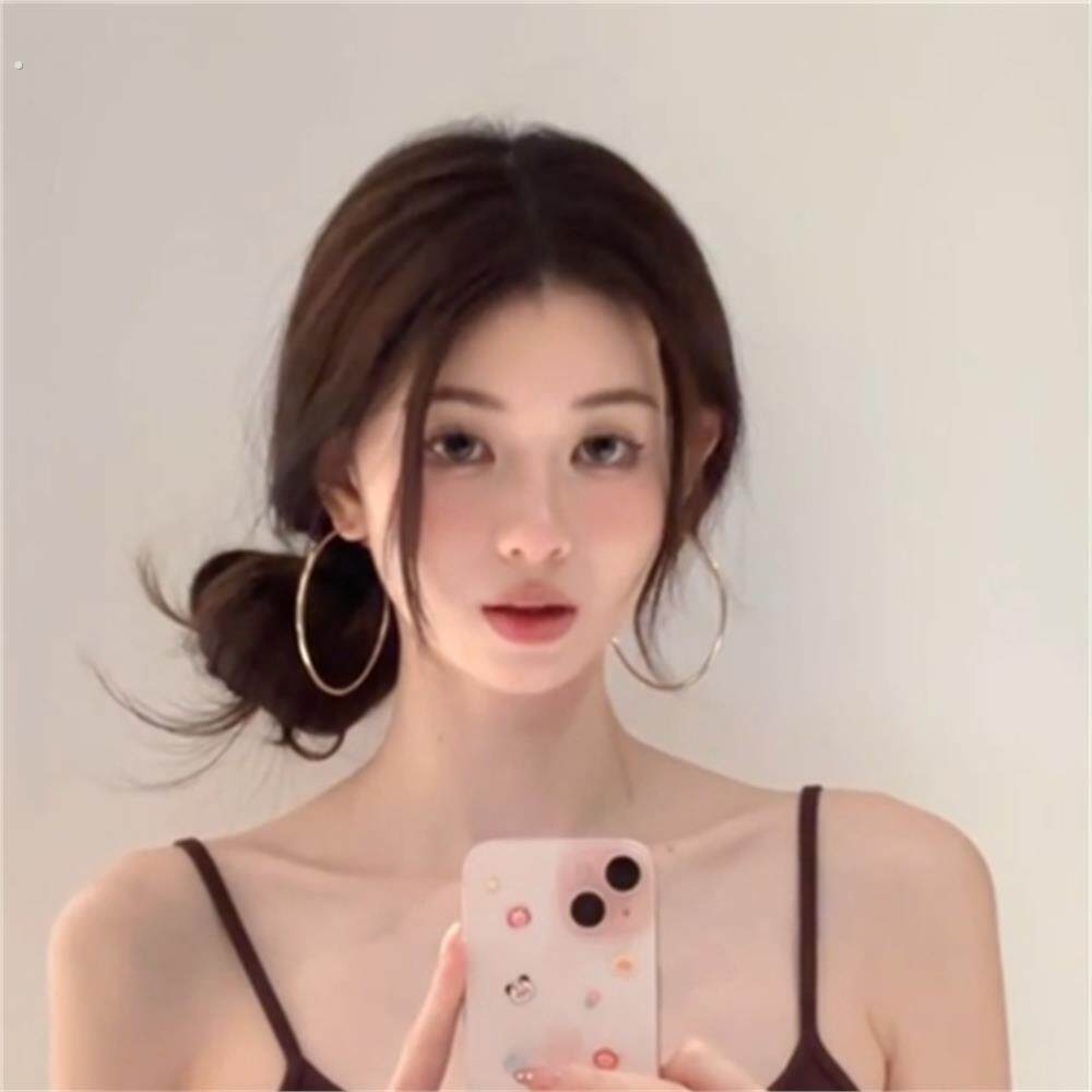 细圆圈耳环个性夸张欧美耳针极简约小众设计感显瘦素耳圈
