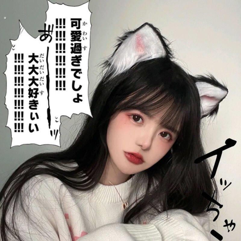 猫耳朵发夹对夹子手作彷真犬狼耳狐狸耳头饰日系可爱毛绒发箍发饰