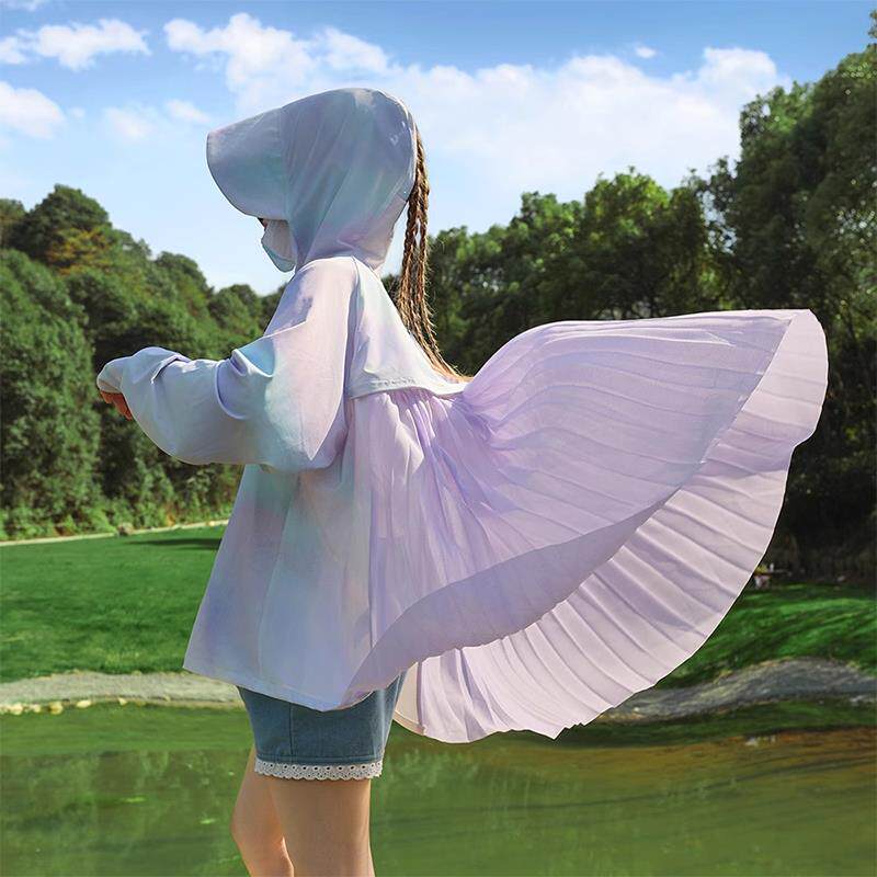 儿童防晒衣女童2025新款夏季防晒服防紫外线全身长款连衣裙防晒服