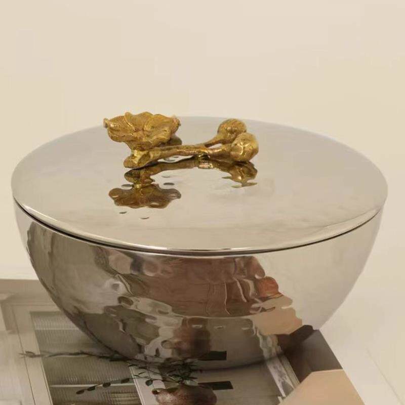 印度进口金属银色锤纹水果盘样板间高档家居桌面装饰收纳托盘摆件