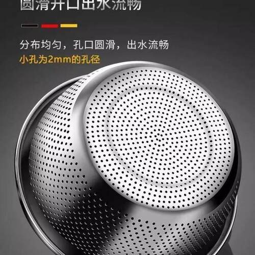 洗菜盆沥水篮一体大容量特大号食品级耐高温洗菜盆加厚不锈钢网筛