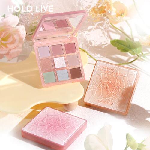 HOLD LIVE粉醺波纹九色眼影盘珠光偏光哑光夏日多巴胺HL657新手