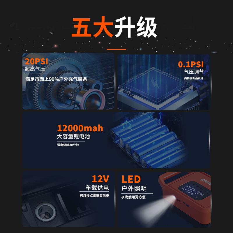 桨板电动充气泵双向高压冲浪板皮划艇冲锋舟橡皮艇充气船打气泵