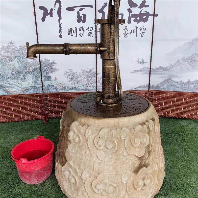 手动抽水泵压水机手动摇水泵铸铁老式井头家用抽水泵花园水泵井圈