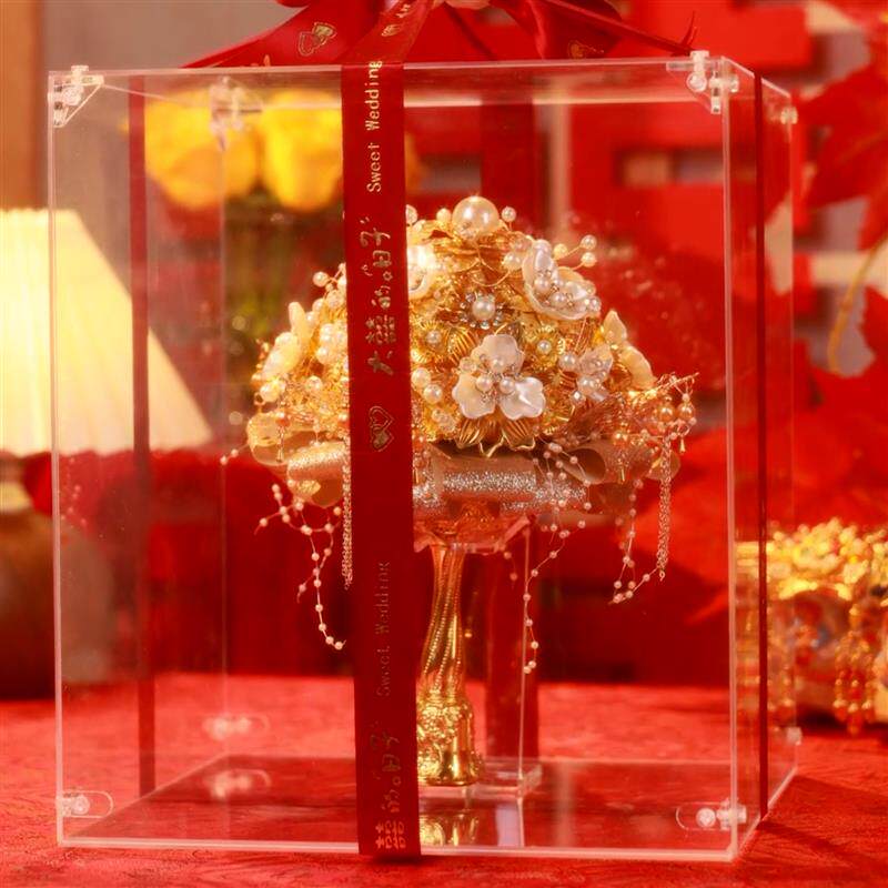 中式婚礼手捧花diy金色珍珠流苏新娘结婚接亲捧花高级秀禾龙凤褂