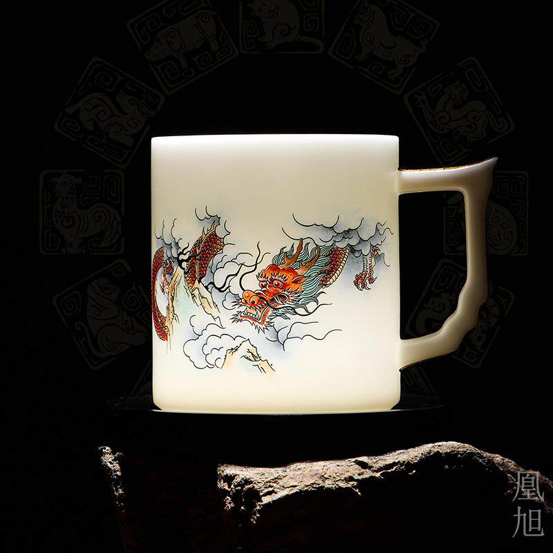 冰种玉瓷过滤泡茶杯定制高端十二生肖家用喝水杯子茶水分离办公杯