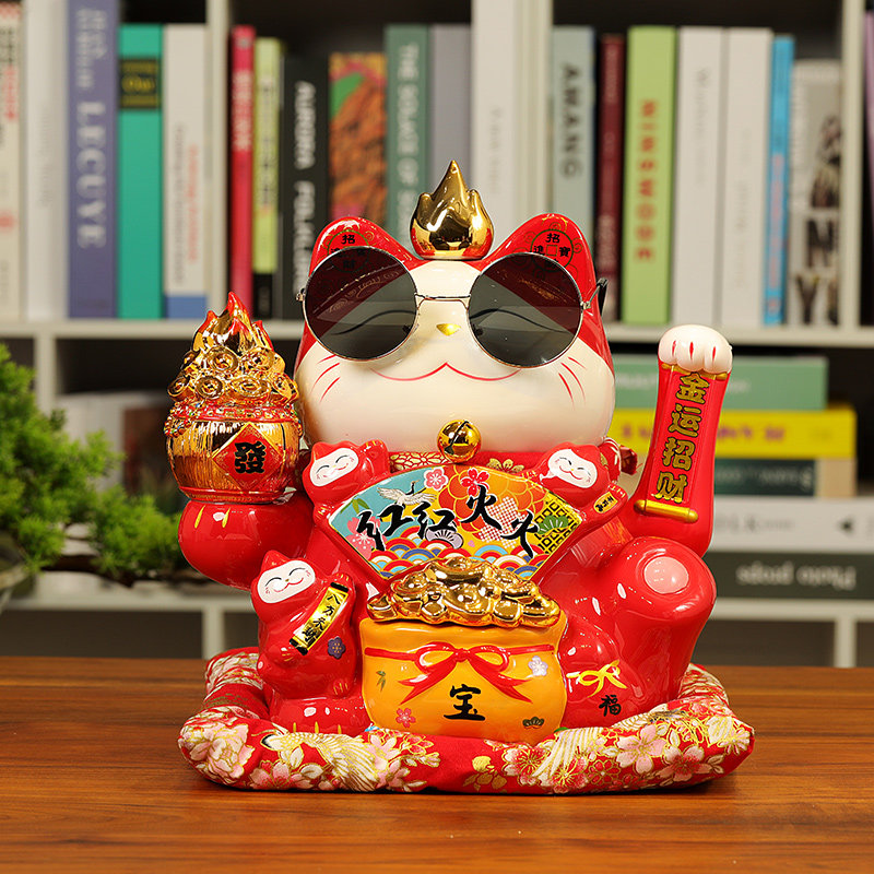 尚庄自动摇手招财猫摆件开业礼品招财店铺大小号家居客厅前台招手