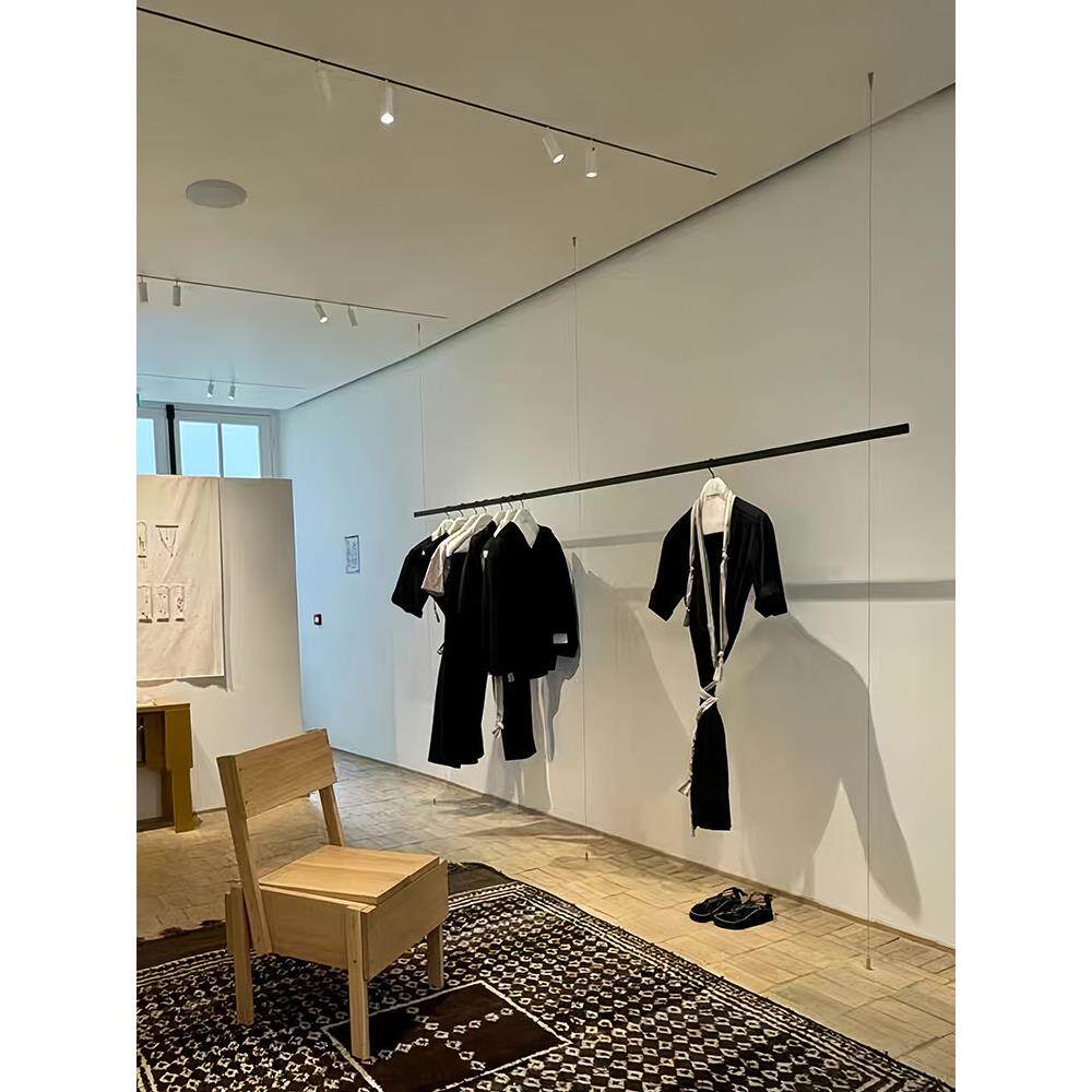 服装店展示架女装店极简风不锈钢钢丝吊架陈列货架挂衣架道具定制