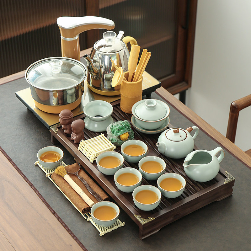 紫砂全自动茶具全套一整套实木茶盘电茶炉家用简约办公室客厅茶海