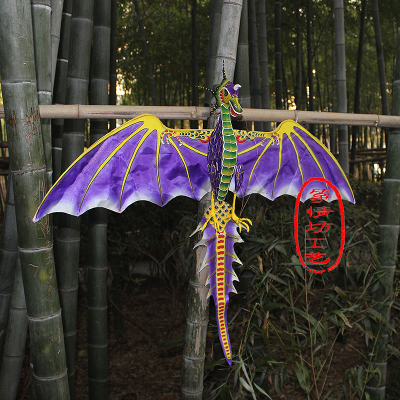 立体恐龙风筝装饰布展道具不飞传统潍坊风筝竹骨手绘翼龙厂家直销